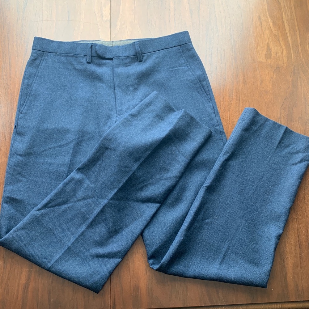 J. Crew Bowery Glenn Plaid Pant 100% Wool Navy